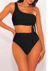 One Shoulder High Cut 2 Piece Bikini Set Bathing Suit