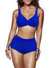 Women Two Piece Swimsuit Twist Bikini Tops with High Waisted Boyleg Bathing Suit