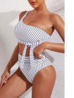 One Shoulder High Cut 2 Piece Bikini Set Bathing Suit