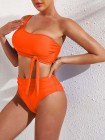 One Shoulder High Cut 2 Piece Bikini Set Bathing Suit