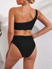 One Shoulder High Cut 2 Piece Bikini Set Bathing Suit