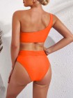 One Shoulder High Cut 2 Piece Bikini Set Bathing Suit