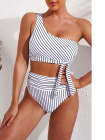 One Shoulder High Cut 2 Piece Bikini Set Bathing Suit
