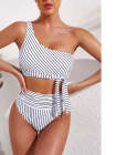 One Shoulder High Cut 2 Piece Bikini Set Bathing Suit