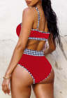 Women's 2 Piece Bikini Set Color Block High Waist Swimsuits With Button