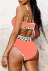 Women's 2 Piece Bikini Set Color Block High Waist Swimsuits With Button