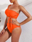 One Shoulder High Cut 2 Piece Bikini Set Bathing Suit