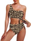 One Shoulder High Cut 2 Piece Bikini Set Bathing Suit
