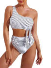 One Shoulder High Cut 2 Piece Bikini Set Bathing Suit