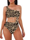 One Shoulder High Cut 2 Piece Bikini Set Bathing Suit