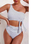 One Shoulder High Cut 2 Piece Bikini Set Bathing Suit