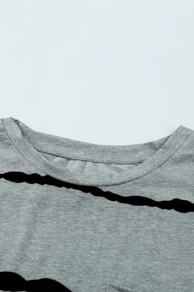 Womens Ombre Tie-dye Cap Sleeve T-Shirt with Pocket