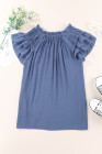 Ladies Tiered Ruffled Drawstring V Neck Blouse Top