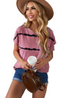 Womens Ombre Tie-dye Cap Sleeve T-Shirt with Pocket