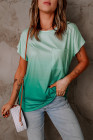 Womens Ombre Tie-dye Cap Sleeve T-Shirt with Pocket