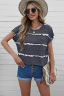 Womens Ombre Tie-dye Cap Sleeve T-Shirt with Pocket