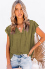 Ladies Tiered Ruffled Drawstring V Neck Blouse Top