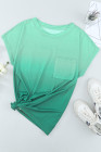 Womens Ombre Tie-dye Cap Sleeve T-Shirt with Pocket