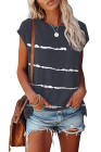 Womens Ombre Tie-dye Cap Sleeve T-Shirt with Pocket