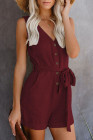 Women's V Neck Jumpsuits Sleeveless Romper Button Short Jumpsuit
