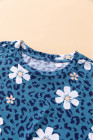 Floral T-shirt Womens Leopard Pattern Tee Tops