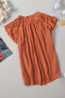 Ladies Tiered Ruffled Drawstring V Neck Blouse Top