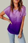 Womens Ombre Tie-dye Cap Sleeve T-Shirt with Pocket