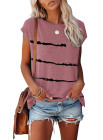 Womens Ombre Tie-dye Cap Sleeve T-Shirt with Pocket