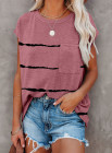 Womens Ombre Tie-dye Cap Sleeve T-Shirt with Pocket