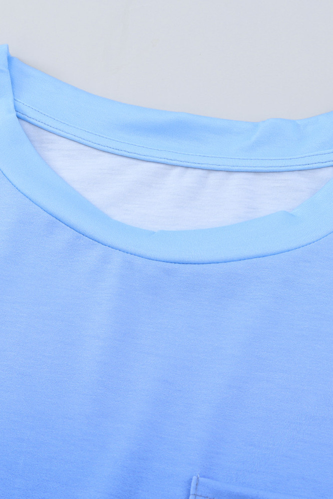 Womens Ombre Tie-dye Cap Sleeve T-Shirt with Pocket