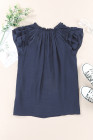 Ladies Tiered Ruffled Drawstring V Neck Blouse Top