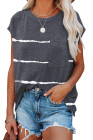 Womens Ombre Tie-dye Cap Sleeve T-Shirt with Pocket