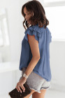 Ladies Tiered Ruffled Drawstring V Neck Blouse Top