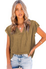 Ladies Tiered Ruffled Drawstring V Neck Blouse Top