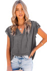 Ladies Tiered Ruffled Drawstring V Neck Blouse Top