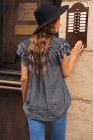 Ladies Tiered Ruffled Drawstring V Neck Blouse Top