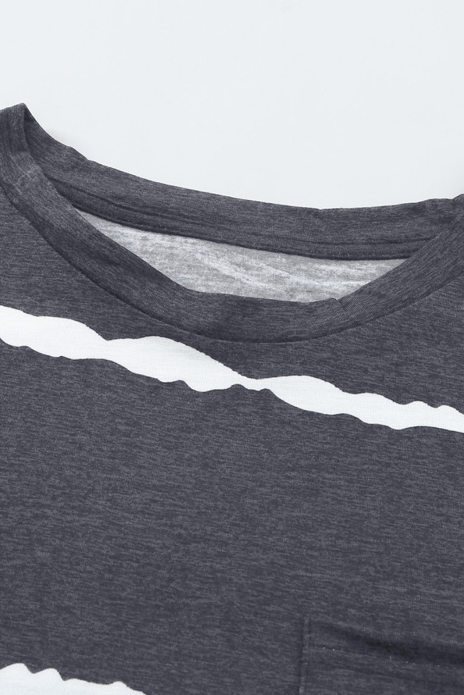 Womens Ombre Tie-dye Cap Sleeve T-Shirt with Pocket