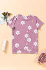 Floral T-shirt Womens Leopard Pattern Tee Tops