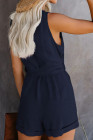 Women's V Neck Jumpsuits Sleeveless Romper Button Short Jumpsuit
