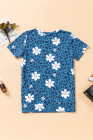 Floral T-shirt Womens Leopard Pattern Tee Tops