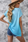 Womens Ombre Tie-dye Cap Sleeve T-Shirt with Pocket