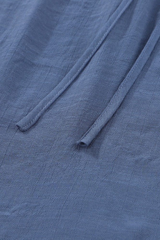 Ladies Tiered Ruffled Drawstring V Neck Blouse Top