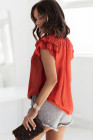 Ladies Tiered Ruffled Drawstring V Neck Blouse Top