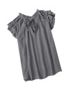 Ladies Tiered Ruffled Drawstring V Neck Blouse Top