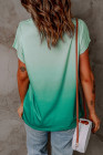 Womens Ombre Tie-dye Cap Sleeve T-Shirt with Pocket