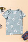Floral T-shirt Womens Leopard Pattern Tee Tops