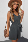 Women's V Neck Jumpsuits Sleeveless Romper Button Short Jumpsuit