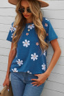Floral T-shirt Womens Leopard Pattern Tee Tops