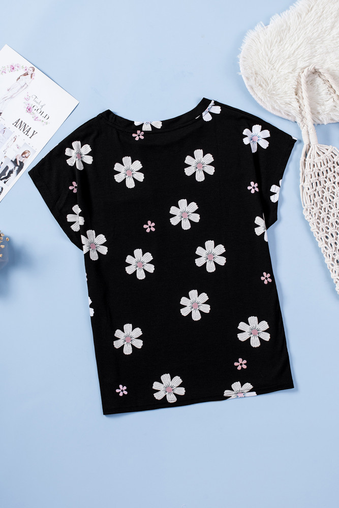 Womens Ombre Tie-dye Cap Sleeve T-Shirt with Pocket