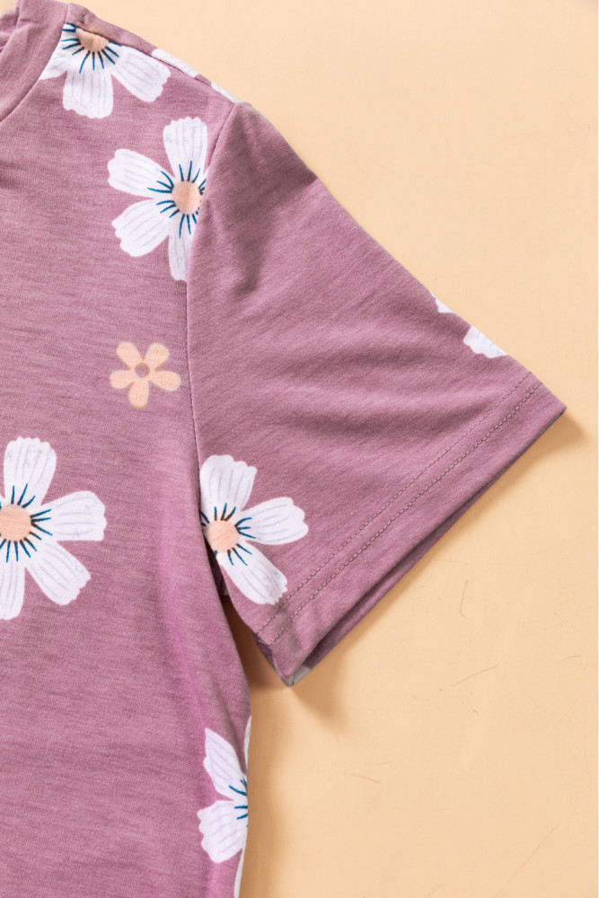 Floral T-shirt Womens Leopard Pattern Tee Tops